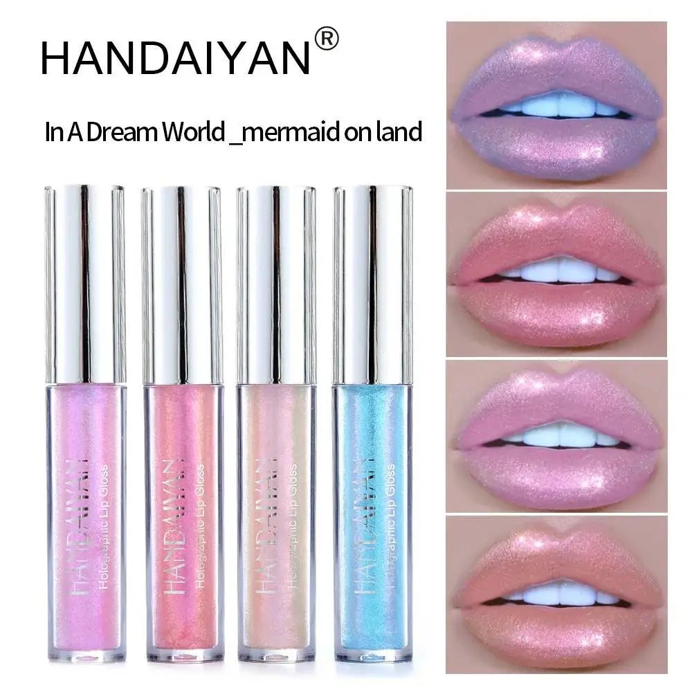 Handaiyan Mermaid Glitter Lip Gloss – 6 Shimmer Shades Glitter Lip Gloss PRIMED