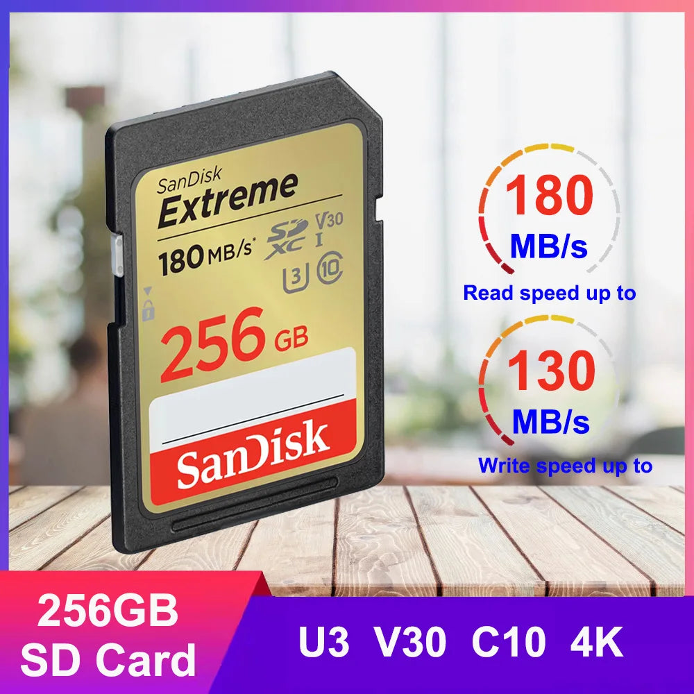 SanDisk SD Card 32GB–256GB | U3 V30 4K Camera Memory Card SD Memory Card PRIMED Extreme 256GB