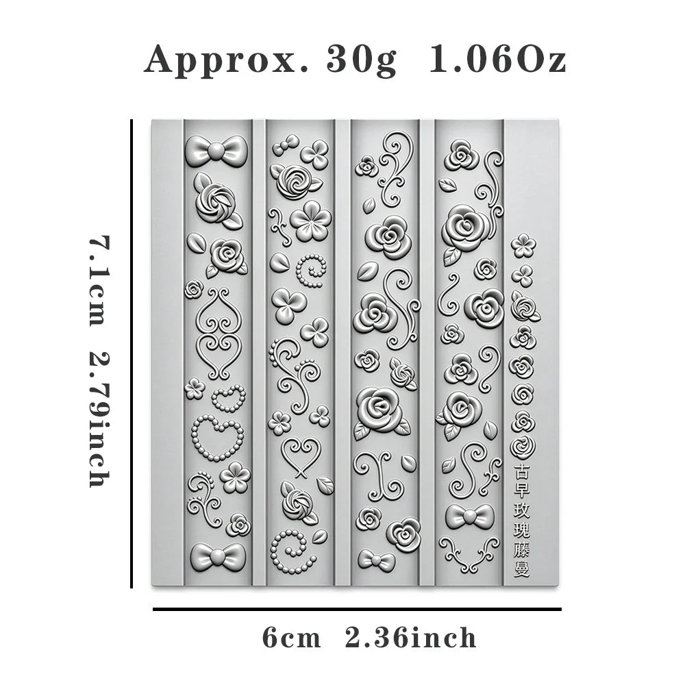Silicone Nail Charm Mold – Layered Rose Embossed DIY Manicure