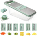 LMETJMA 6-in-1 Mandoline Vegetable Slicer & Julienne Shredder Mandoline Vegetable Slicer PRIMED light green