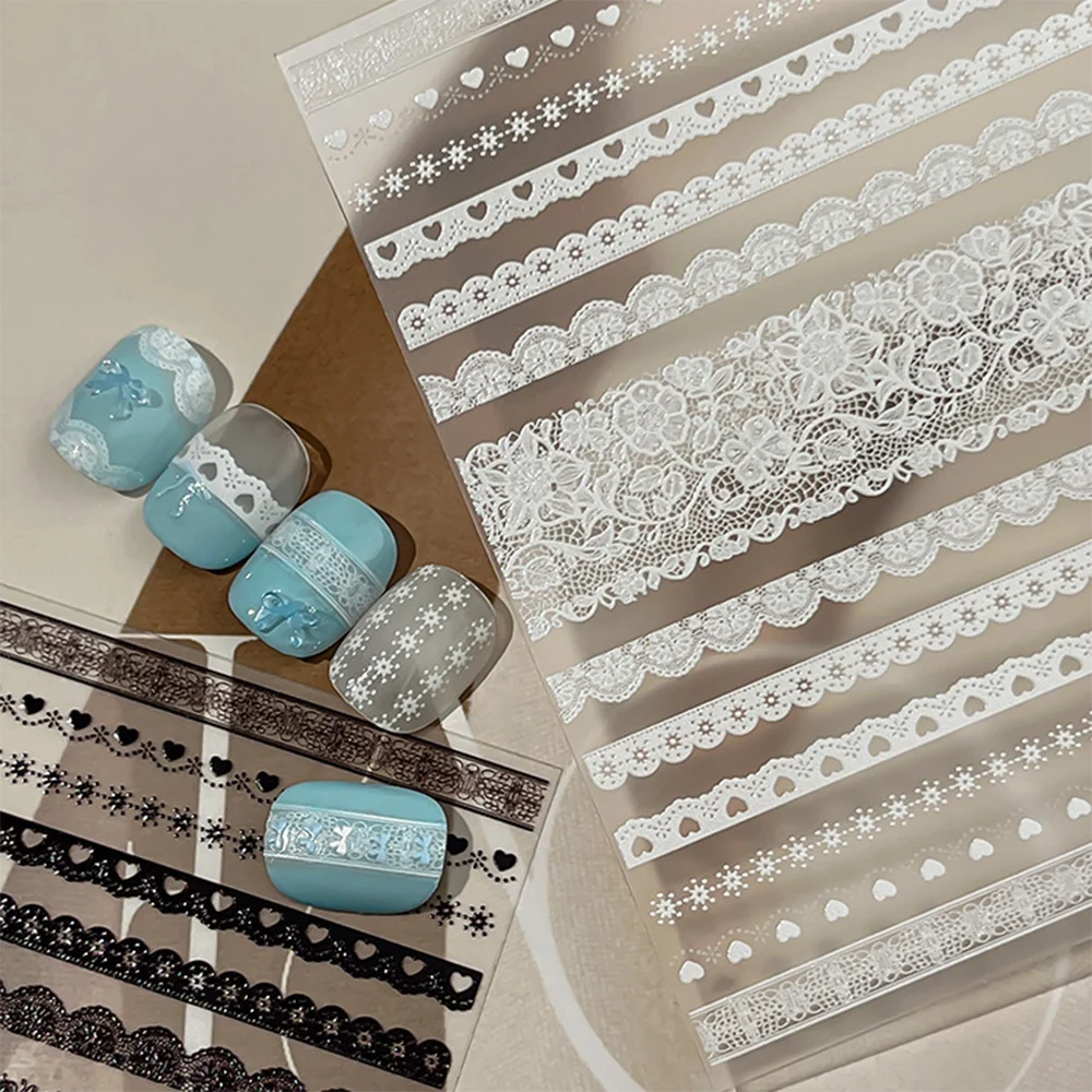 Lace Nail Art Stickers | Ballet Bowknot & Grid Nail Decals Nail Art Stickers PRIMED