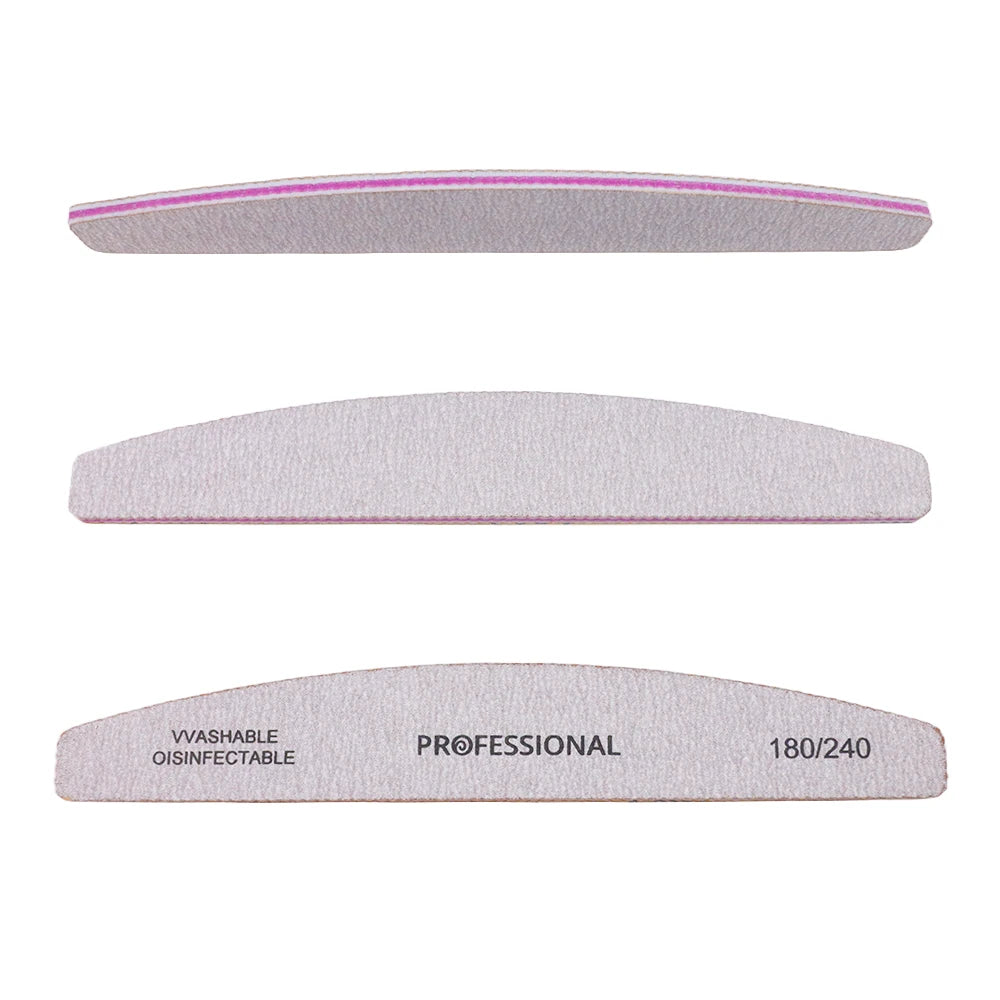 JEARLYU Banana Nail Files 5/10Pcs – 180/240 Grit Manicure Set Nail Files Set PRIMED