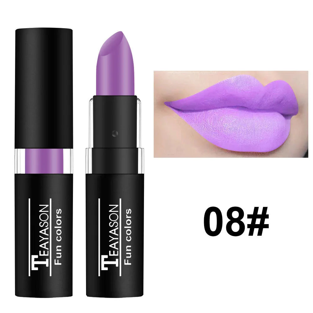 TEAYASON 12-Color Waterproof Matte Lipstick Set – Long-Lasting