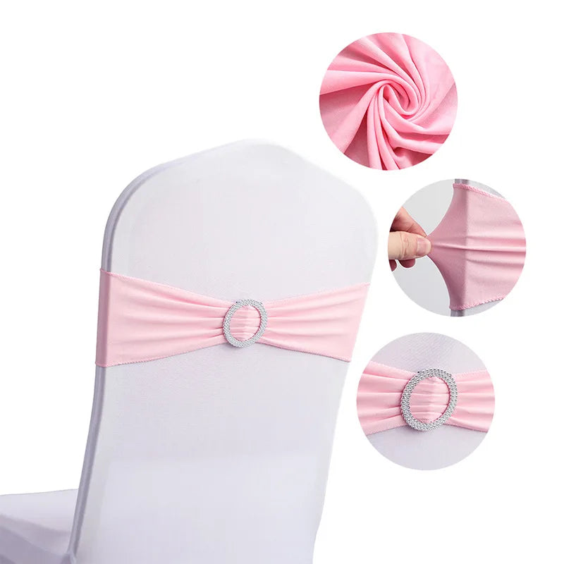 10 Pcs Spandex Chair Sashes with Buckle Slider | Wedding Décor