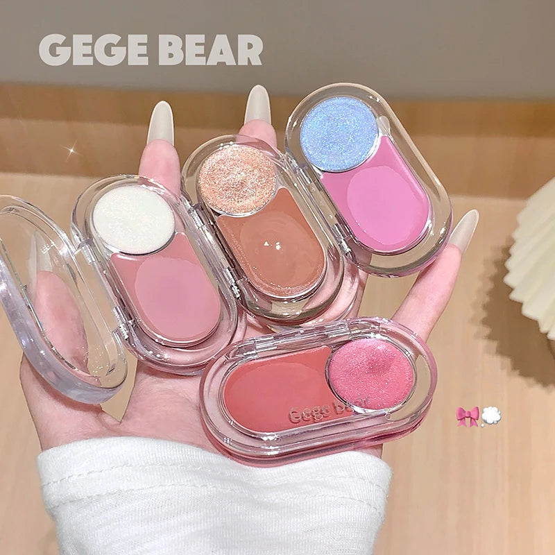 Gege Bear Glitter Highlight Blush & Lip Contour Makeup Disc Face Makeup Palette PRIMED