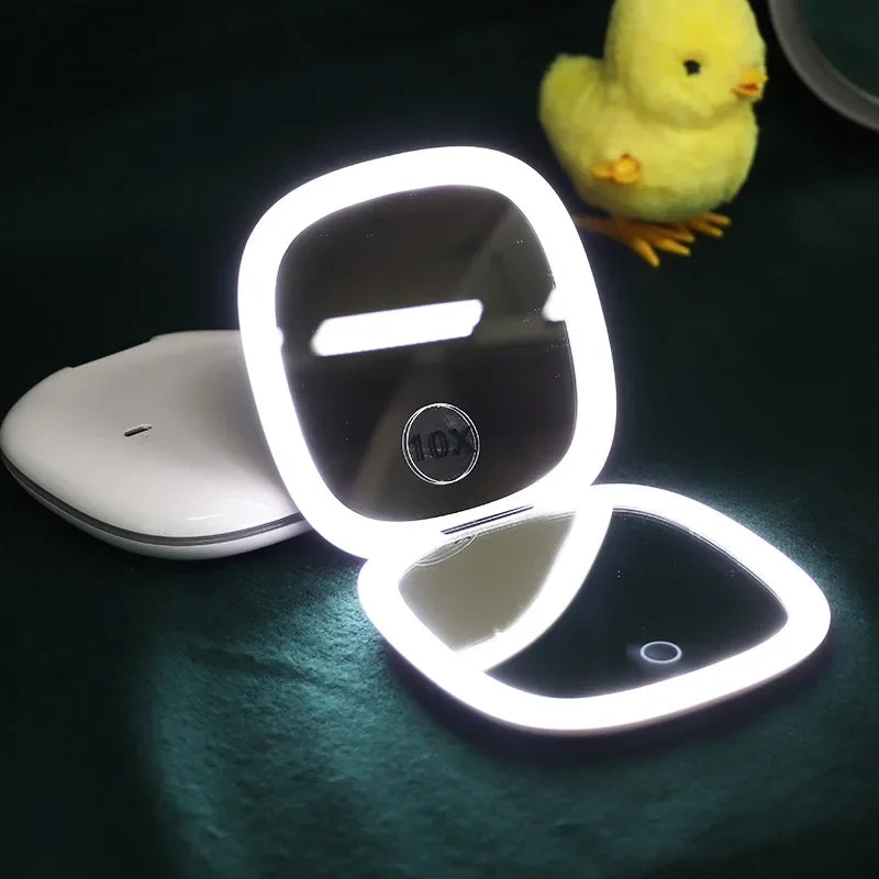 USB Rechargeable LED Makeup Mirror with 10X Magnification