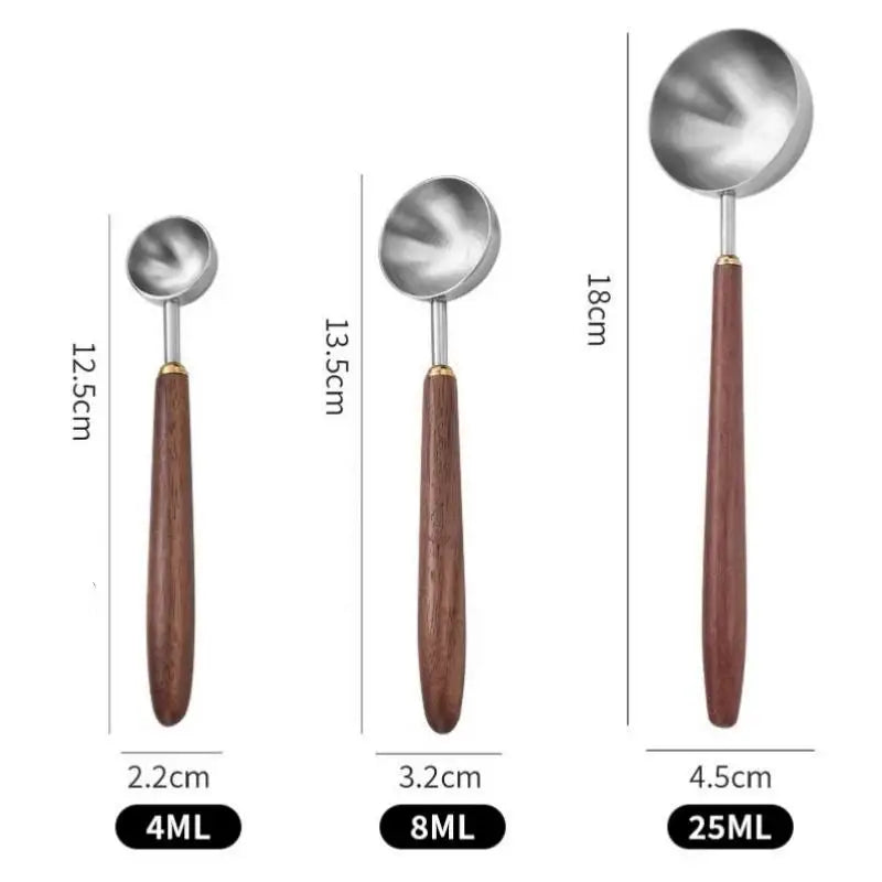 Walnut Wood Stainless Steel Coffee Measuring Spoon Scoop