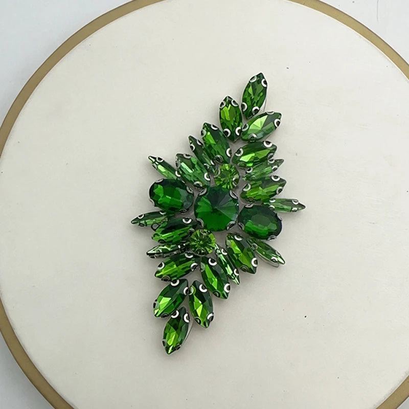 Iron-On Rhinestone Floral Applique – Crystal Patch for Bridal DIY