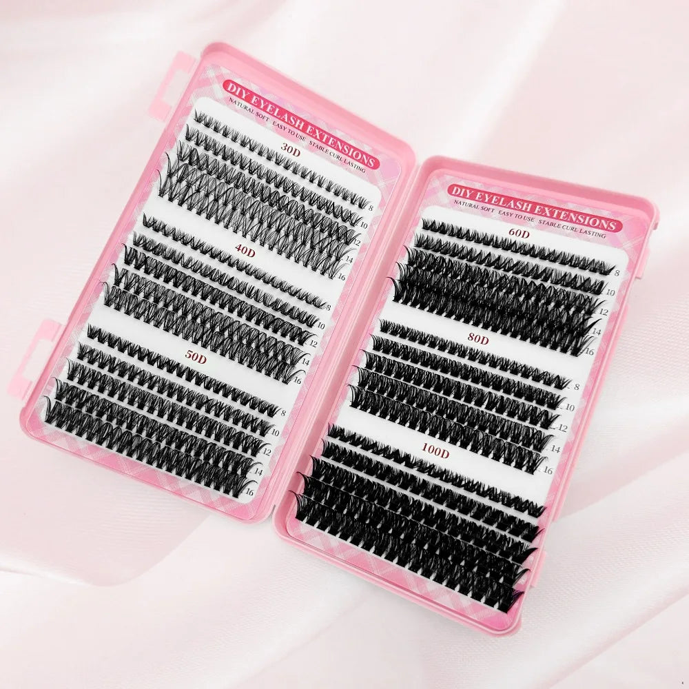 3D Faux Mink Wispy Cluster False Eyelashes 9–16mm V-Shape False Eyelashes PRIMED 30D-100D