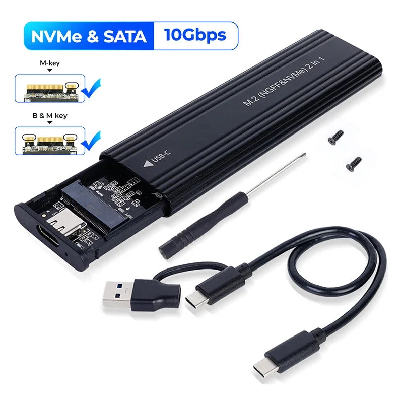 M.2 SSD Enclosure NVMe SATA 10Gbps USB-C 3.1 | M Key B+M Key SSD Drive Enclosure PRIMED NVME SATA 10Gbps China Mainland