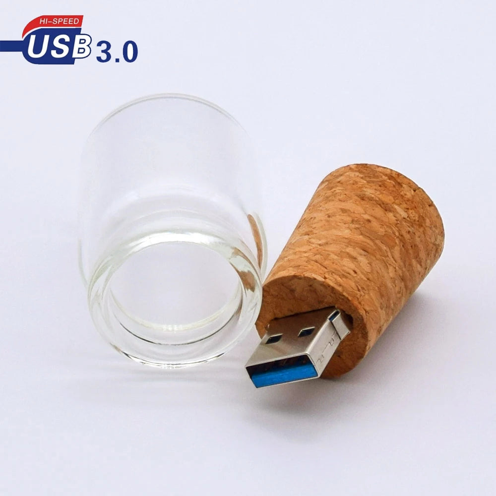 Custom Glass Drift Bottle USB 3.0 Flash Drive 8GB–64GB Gift Custom USB Flash Drive PRIMED