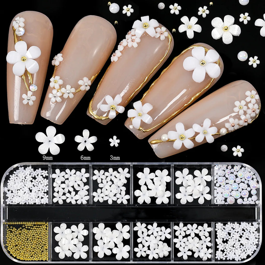 12-Grid 3D Black Nail Rhinestones – Mixed Crystal Shapes Set Nail Art Rhinestones PRIMED 10