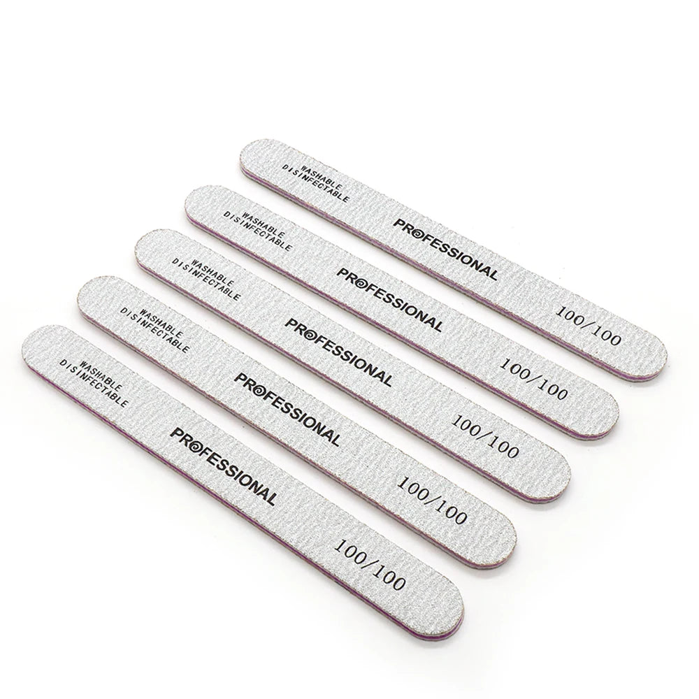 JEARLYU Grey Zebra Nail Files Multi-Grit Double Sided | 5/10 Pack Nail Files PRIMED 5pcs Grit100-100