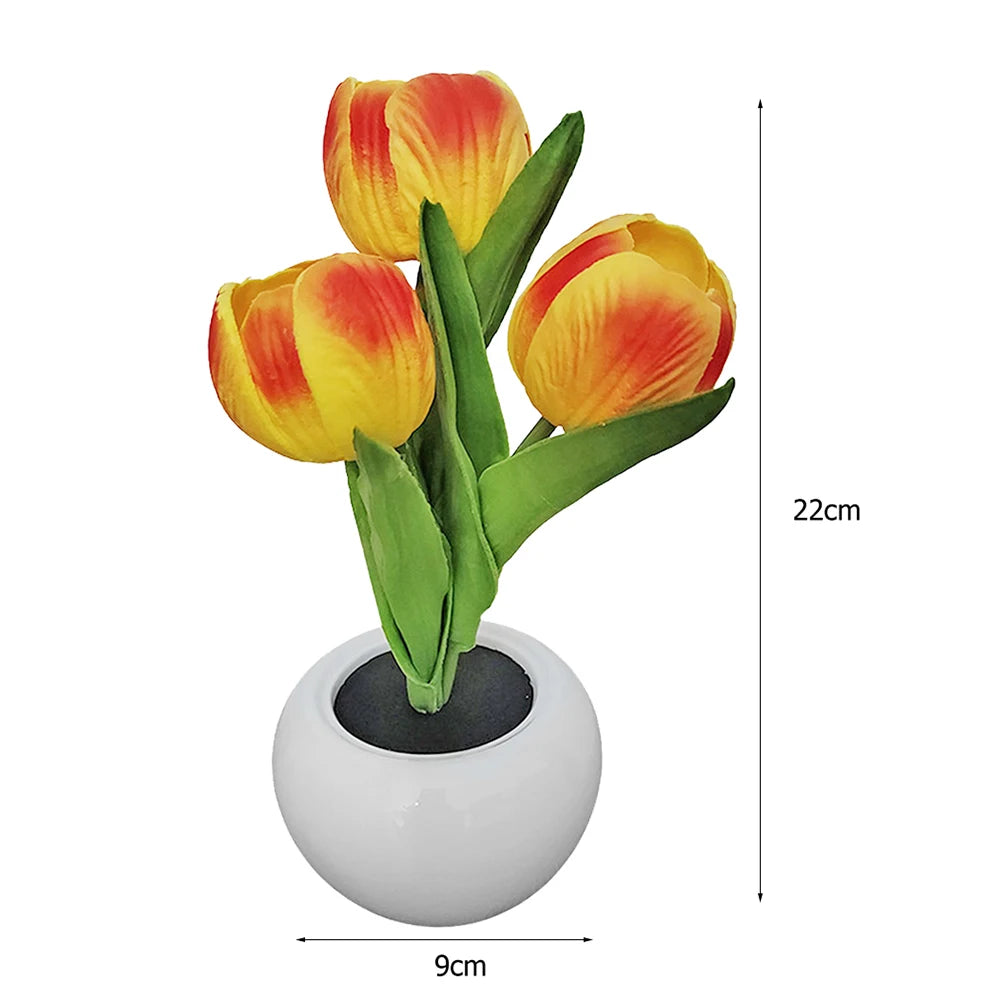 LED Tulip Potted Plant Table Lamp – Warm Night Light Gift LED Table Lamp PRIMED