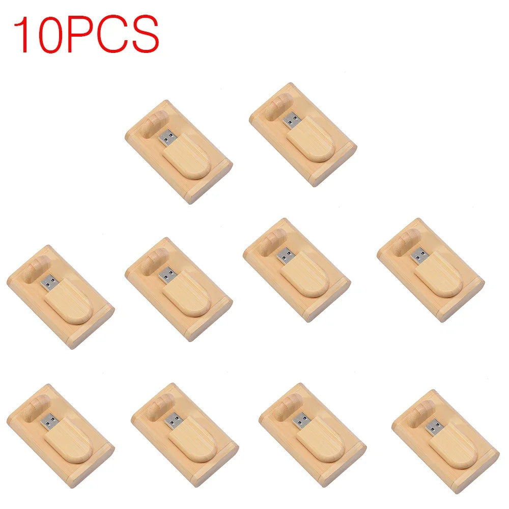 10-Pack Bamboo USB Flash Drives | Free Custom Logo 64GB/32GB USB Flash Drive PRIMED 64GB 10PCS-LOT-Bamboo China Mainland