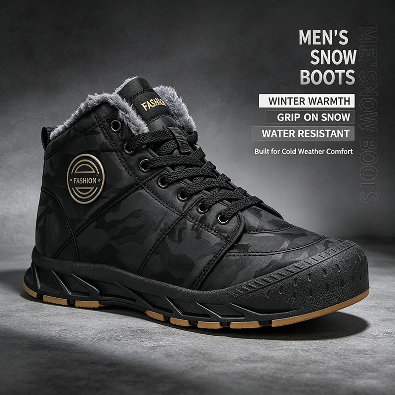 Men's Waterproof High-Top Snow Boots | Fur Lined Insulated Men's Snow Boots PRIMED