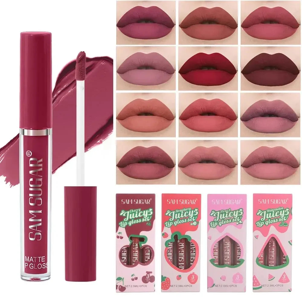 SAM SUGAR Velvet Matte Lip Gloss Set – Long Lasting Liquid Lipstick