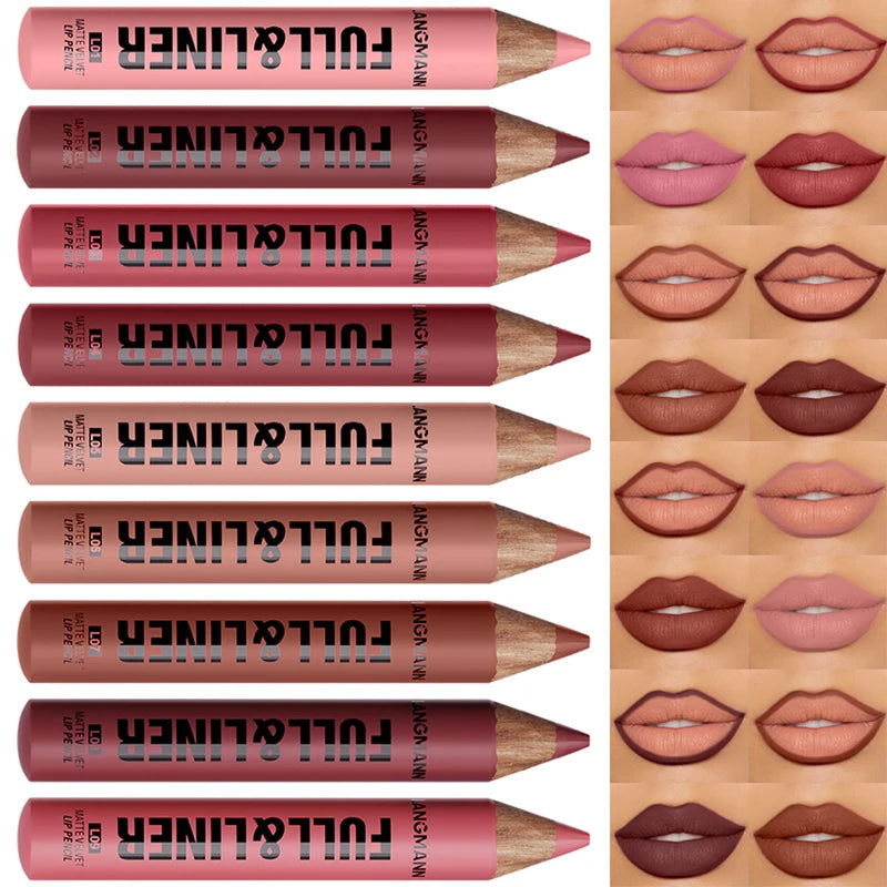 Wooden Matte Lip Liner Pencil – 12 Velvet Nude Shades
