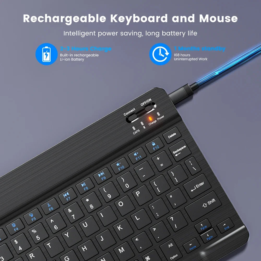Wireless Bluetooth Keyboard Rechargeable for iPad iPhone Tablet Wireless Bluetooth Keyboard PRIMED