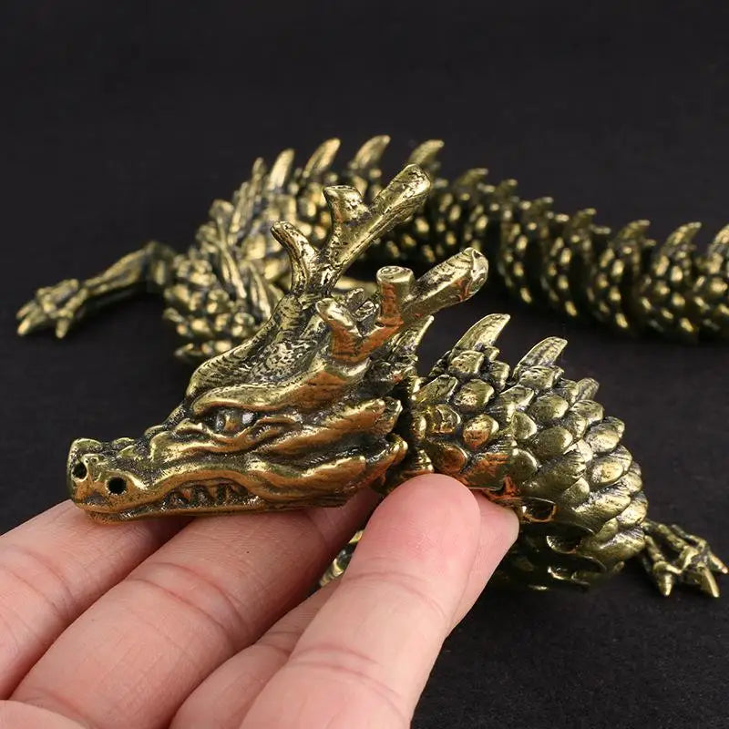 3D Movable Alloy Dragon Statue | Antique Desktop Ornament Dragon Figurine Ornament PRIMED