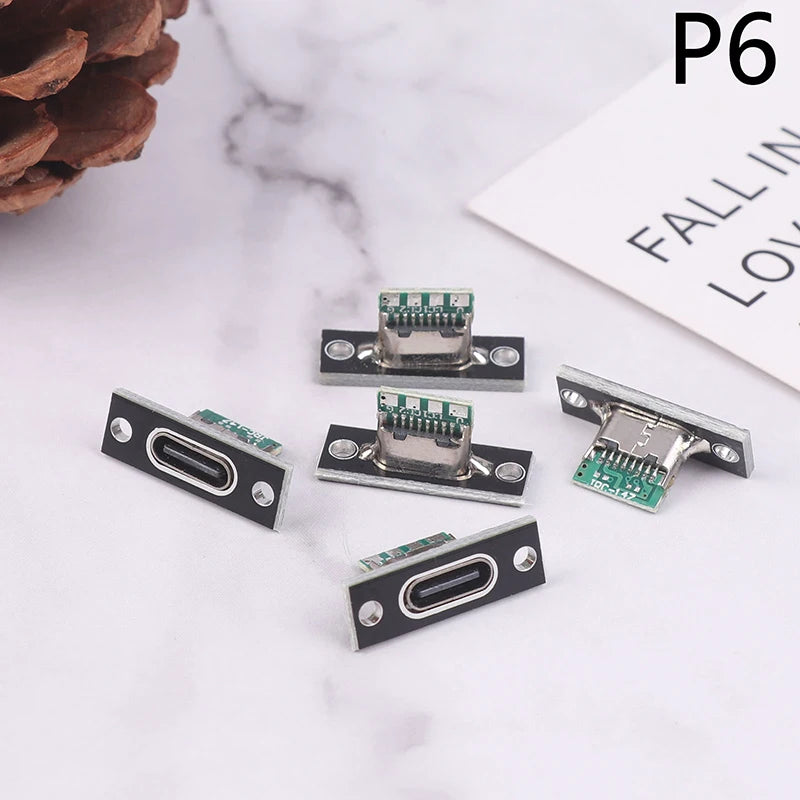 USB 3.1 Type-C Female Connector Socket with Fixing Plate 5pcs