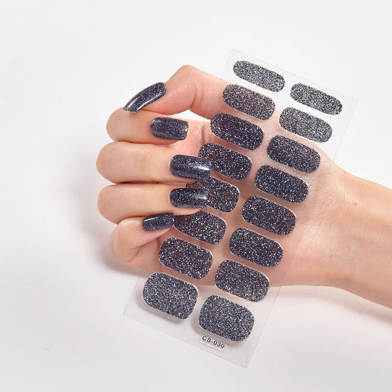 Semi-Cured Gel Nail Wraps Full Cover Stickers – 16pc Set