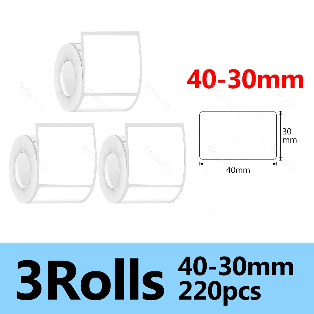 Waterproof Thermal Label Sticker Roll for Marklife P50 Printer Thermal Label Roll PRIMED 3Roll WH40-30mm