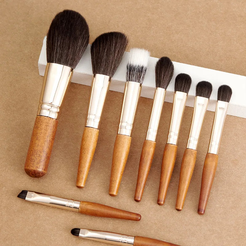 9-Piece Mini Travel Makeup Brush Set with Pouch