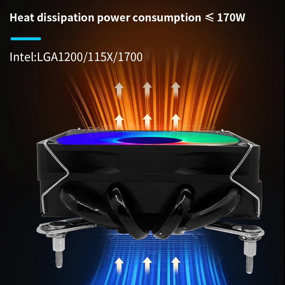 TISHRIC ITX CPU Cooler 4 Heat Pipes PWM RGB | LGA1700 115X CPU Air Cooler PRIMED