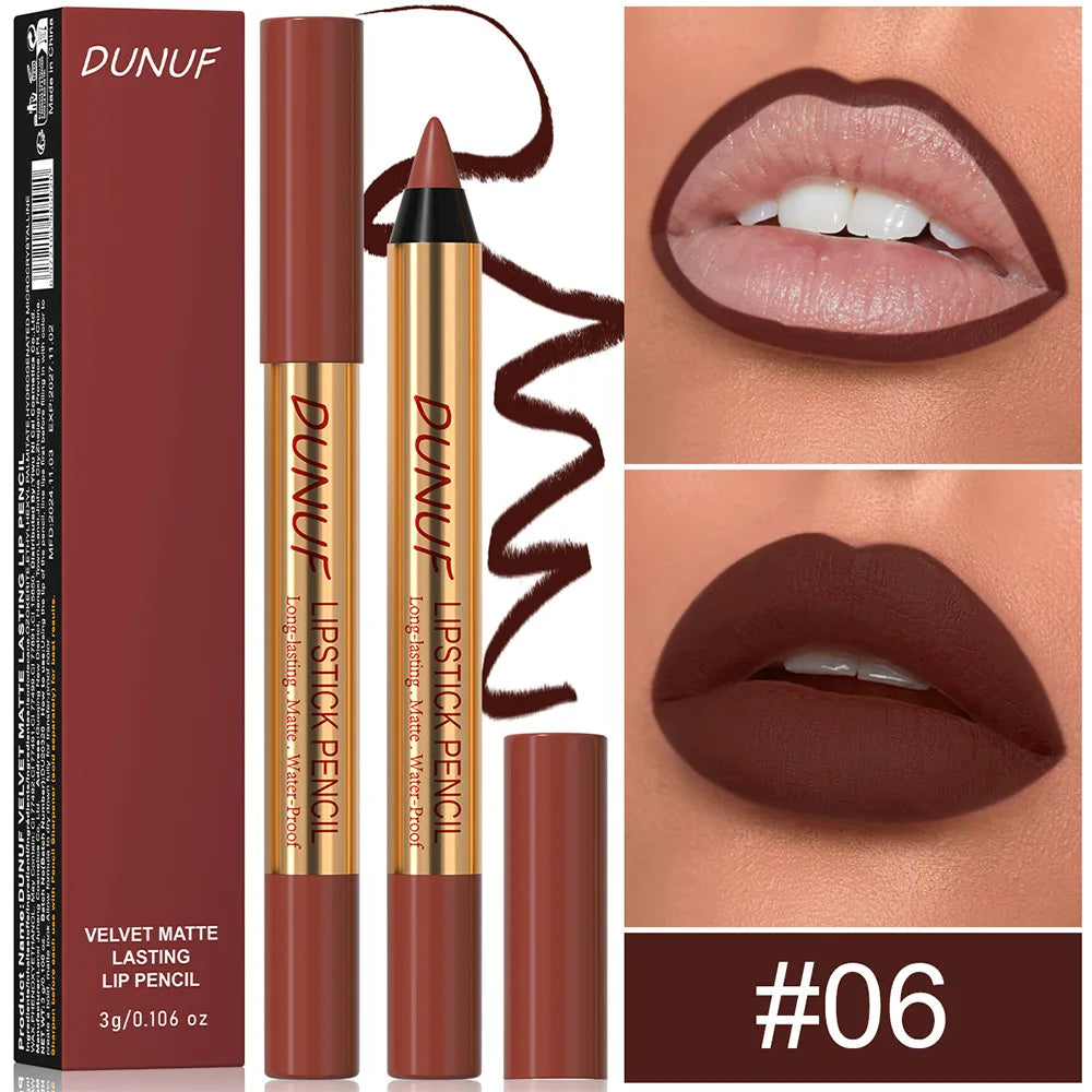 Waterproof Matte Lip Liner Pencil – Long-Lasting Dark Red