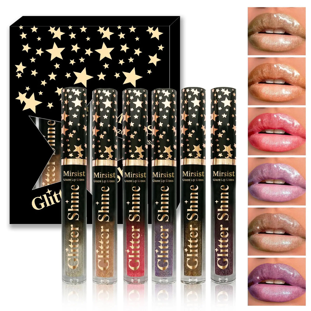 6-Piece Pearl Lip Glaze Set – Hydrating Liquid Lipstick Gloss Liquid Lip Gloss Set PRIMED 6pcs set