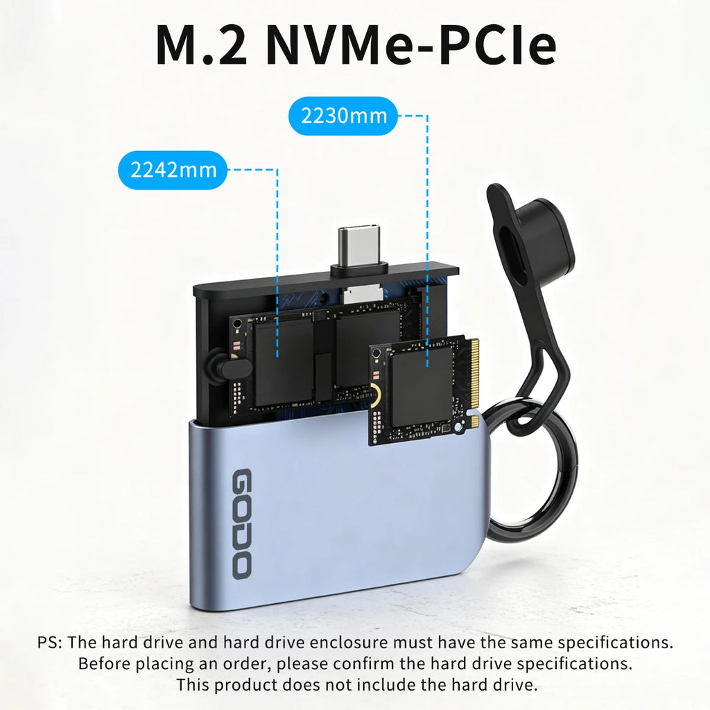 GODO M.2 NVMe SSD Enclosure USB 3.2 Aluminum | 2230 2242 SSD Enclosure PRIMED WHITE M.2 NVMe