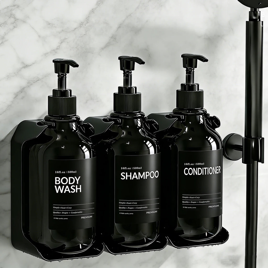 Wall Mount Shampoo & Conditioner Dispenser – 2 or 3 Chamber Set Shower Dispenser Set PRIMED