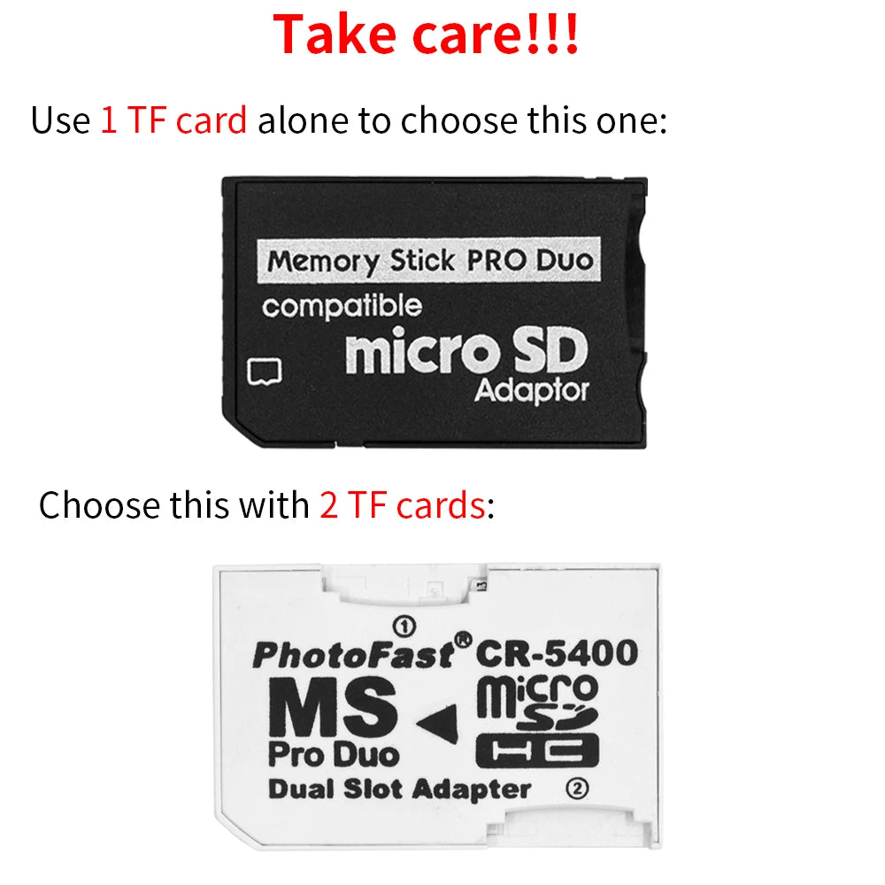TISHRIC MicroSD TF to MS Pro Duo Adapter for Sony PSP PSV 64GB Memory Card Adapter PRIMED