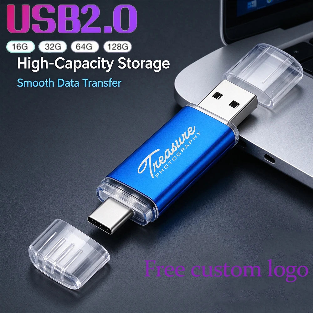 Type-C USB Flash Drive 4GB–128GB | Free Custom Logo Black USB Flash Drive PRIMED