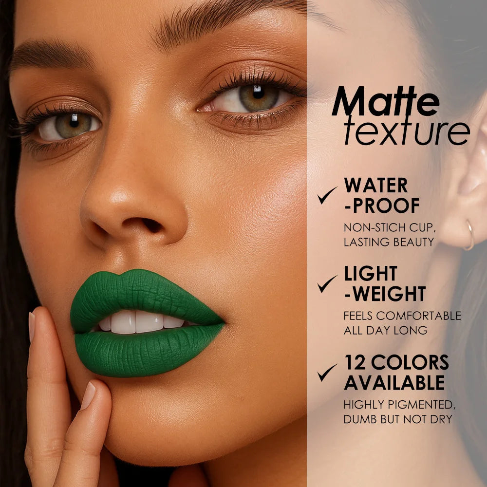 Julystar 12 Colors Matte Lipstick – Waterproof Bold Shades Matte Lipstick PRIMED