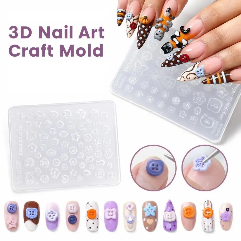 3D Silicone Nail Art Charm Mold – Flexible & Reusable Nail Art Mold PRIMED