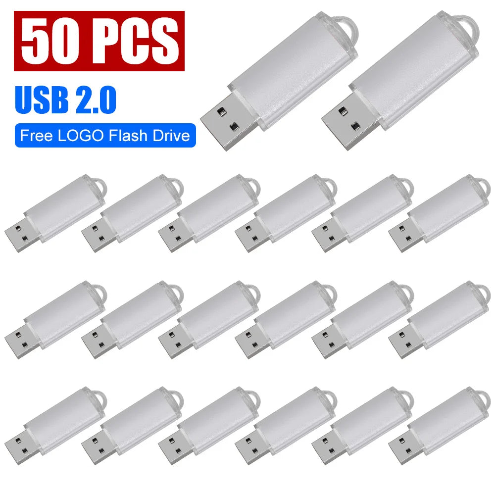 50-Pack Custom Logo Metal USB Flash Drives 4GB–128GB Bulk USB Flash Drive PRIMED 1GB White China Mainland