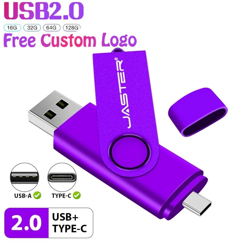 JASTER Custom Logo Metal USB Flash Drive 2.0 | 128MB–128GB USB Flash Drive PRIMED