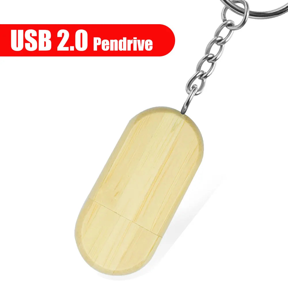 Wooden USB Flash Drive Custom Logo Key Chain | 4–32GB Gift Wooden USB Flash Drive PRIMED 4GB Bamboo