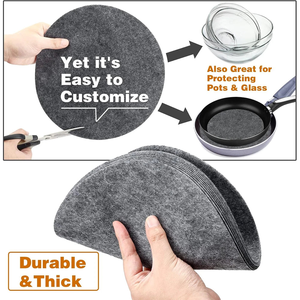 Felt Plate Dividers & Dish Protector Pads – 3 Sizes Plate Protector Pads PRIMED