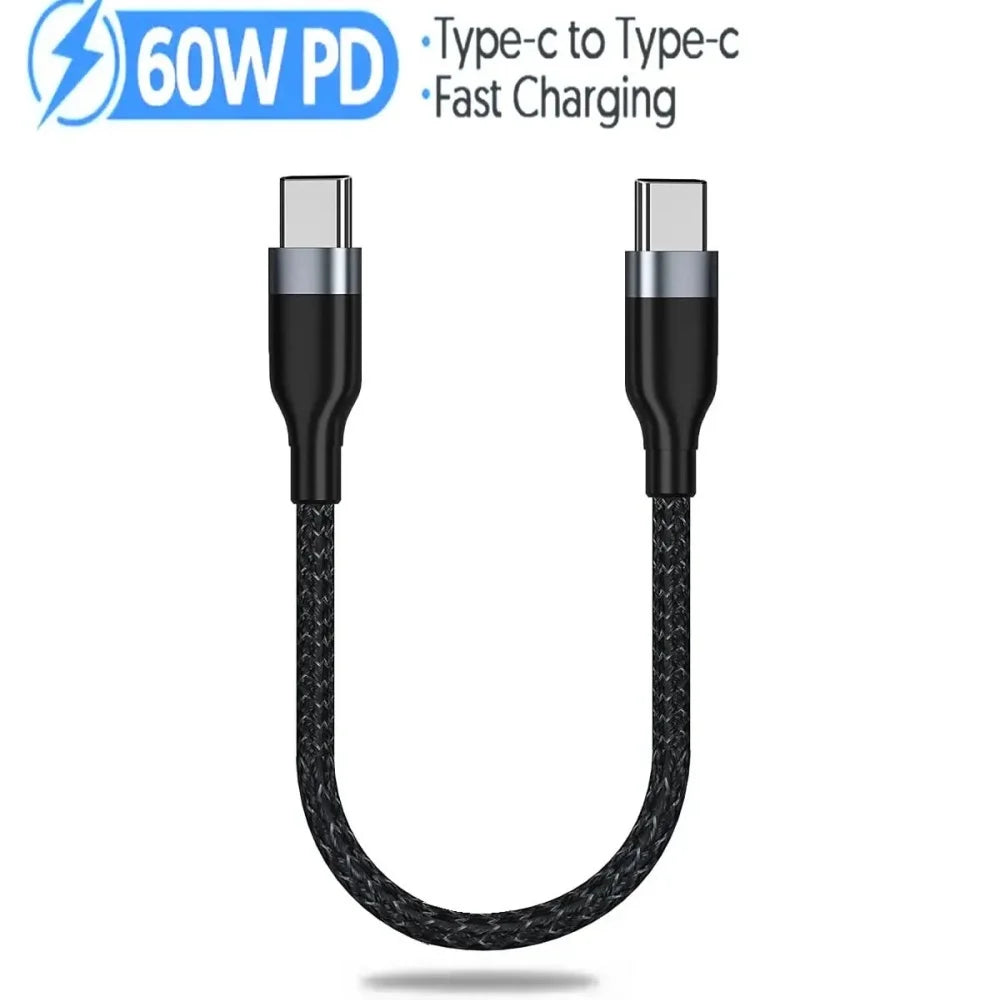 USB-C to USB-C 60W PD Fast Charging Cable – 25cm Short USB-C Charging Cable PRIMED