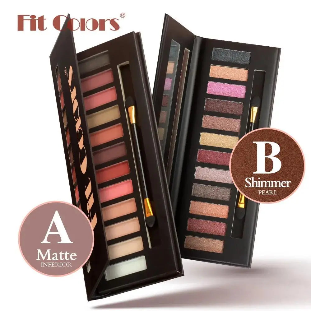 Fit Colors 12-Shade Eyeshadow Palette – Blush & Highlighter Kit Eyeshadow Palette PRIMED