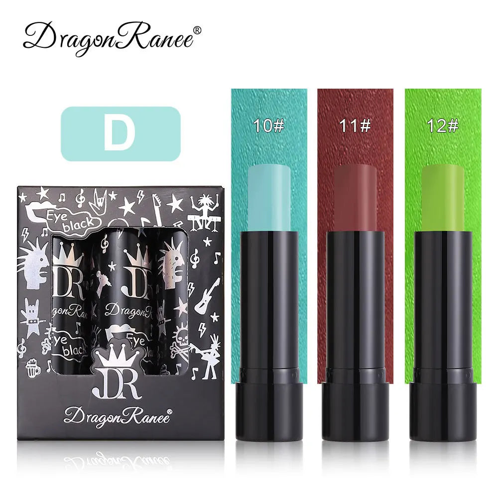 Dragon Ranee Halloween Matte Lipstick Set – 3pc Face Paint Kit Halloween Makeup Set PRIMED D Full Size