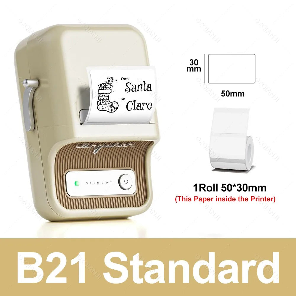 NIIMBOT B21 Bluetooth Thermal Label Maker | Portable Sticker Thermal Label Printer PRIMED B21WH Standard