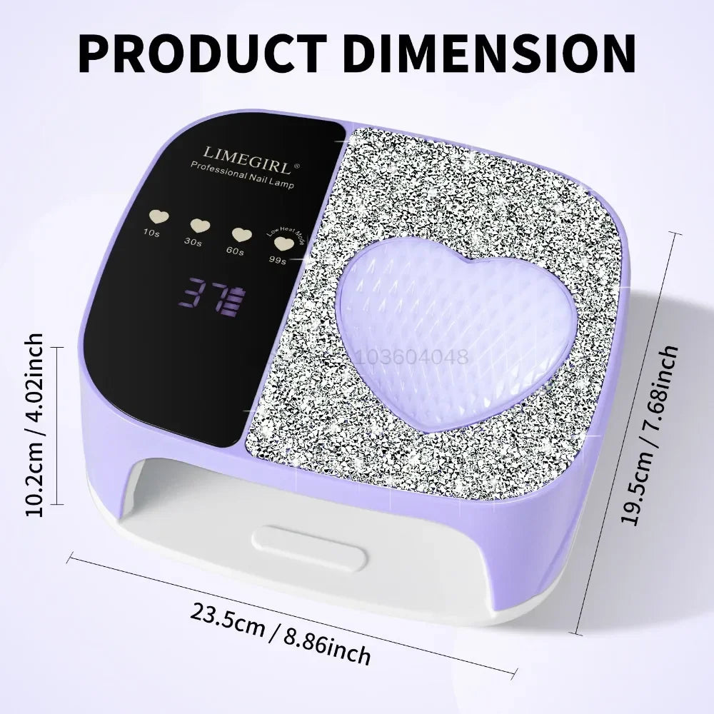 UV LED Nail Lamp Dryer – Rechargeable Heart Diamond Design UV LED Nail Lamp PRIMED