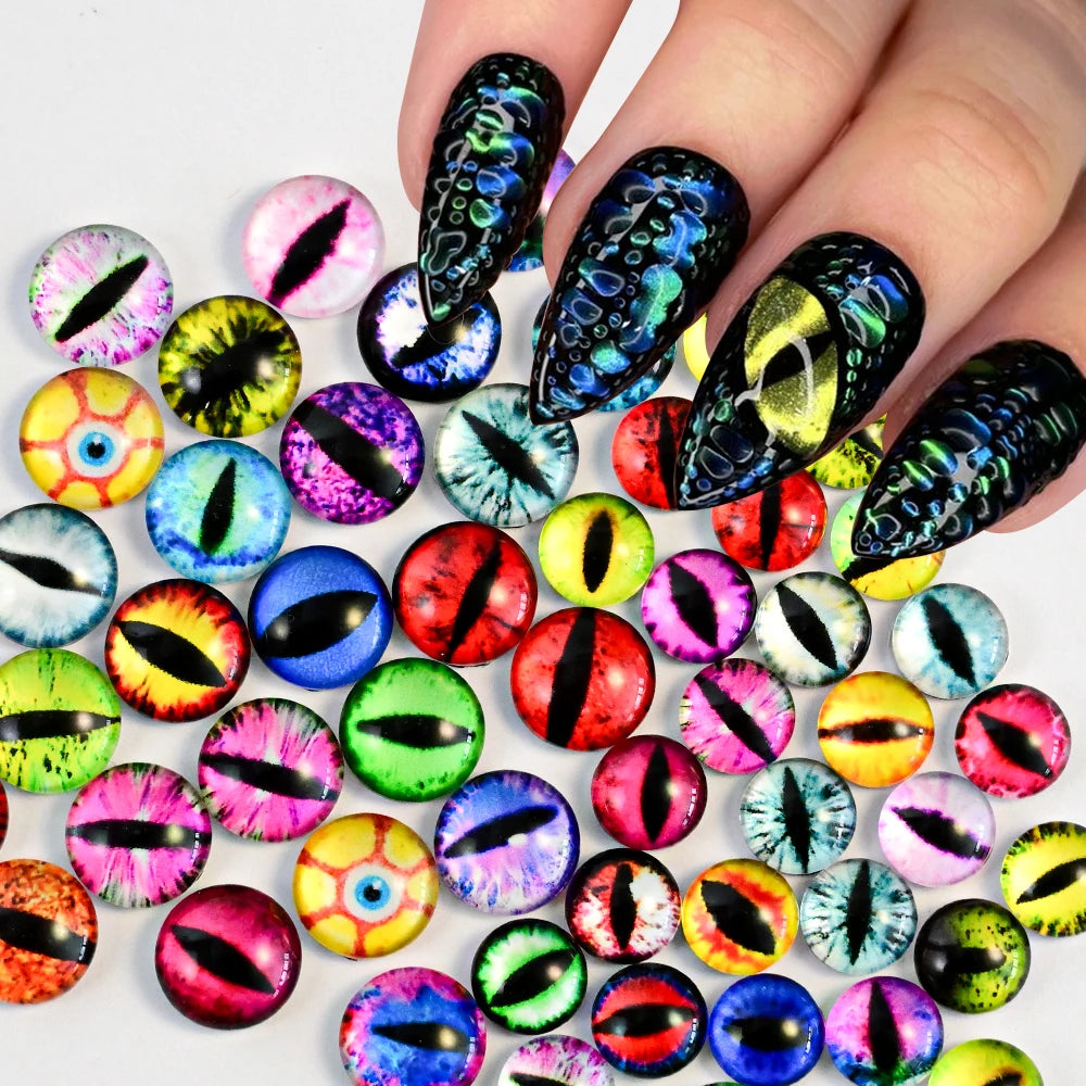 3D Cat Eye Nail Charms – Devil Eye Rhinestones 10–100Pcs Y2K Nail Art Rhinestones PRIMED