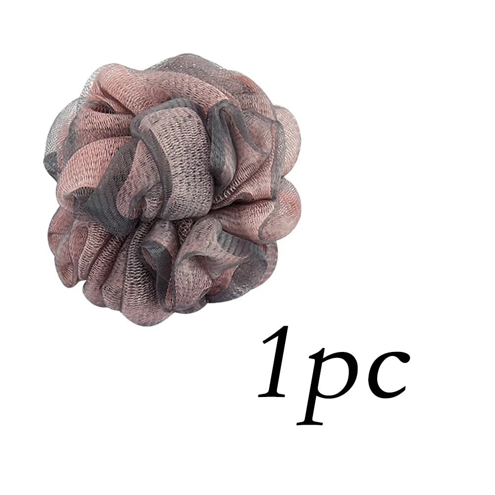 Two-Color Exfoliating Bath Pouf & Body Scrubber | Nylon Mesh Bath Pouf Scrubber PRIMED MY03-Grayandpink 50g