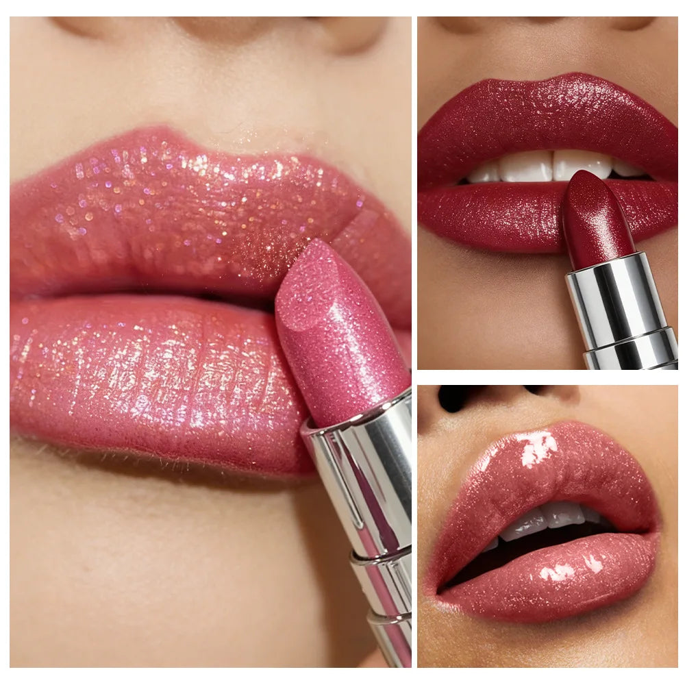 Glitter Metallic Lipstick – Diamond Sparkle Lip Glaze 6 Colors Glitter Lipstick PRIMED