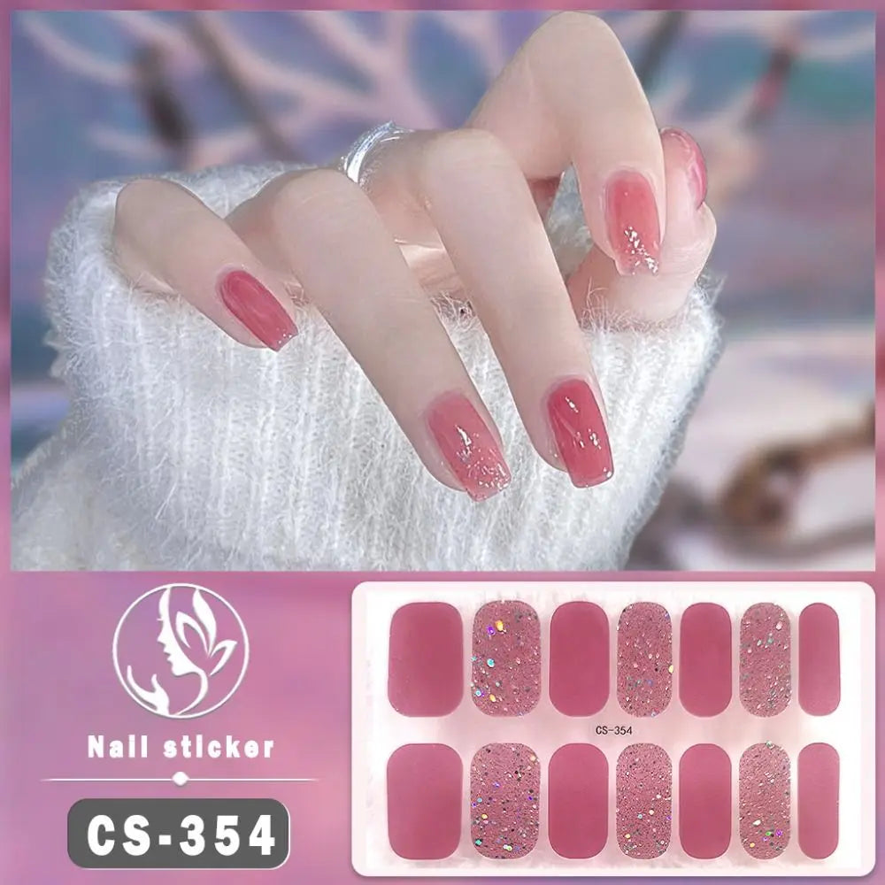Waterproof Foil Gel Nail Stickers – 14 Tips Full Nail Wraps